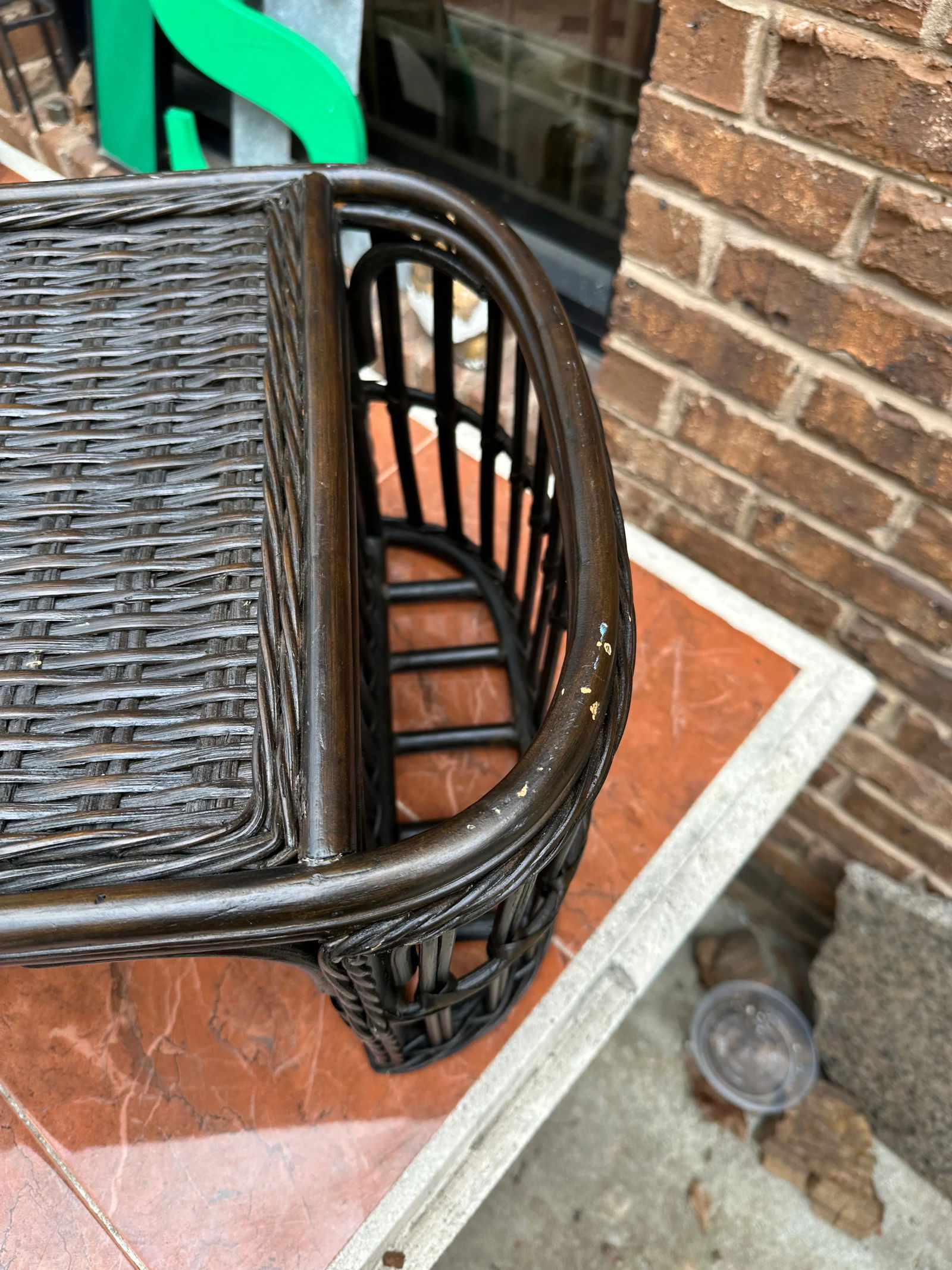1970s Brown Wicker Breakfast in Bed Bamboo Tray - 4