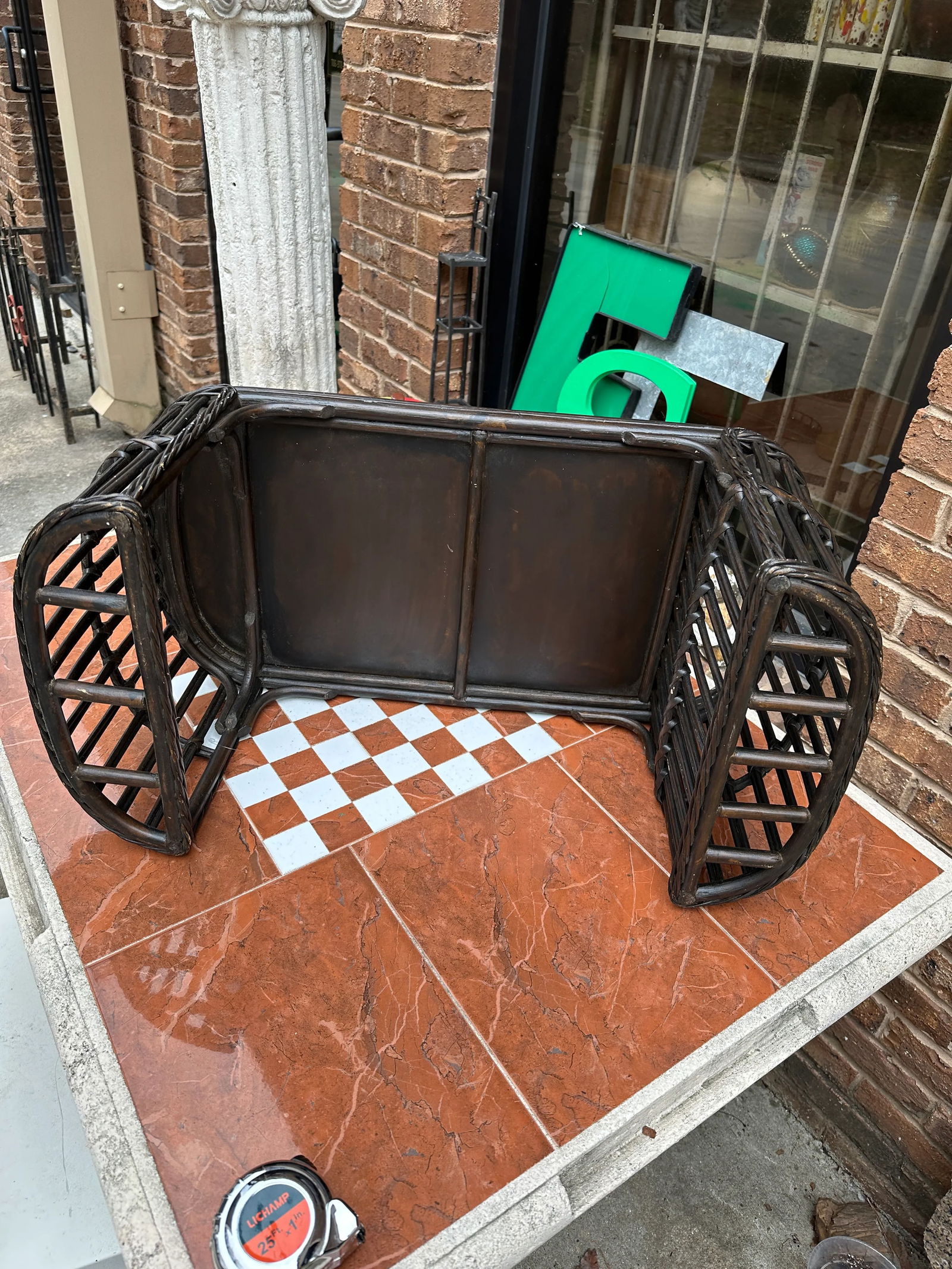 1970s Brown Wicker Breakfast in Bed Bamboo Tray - 7