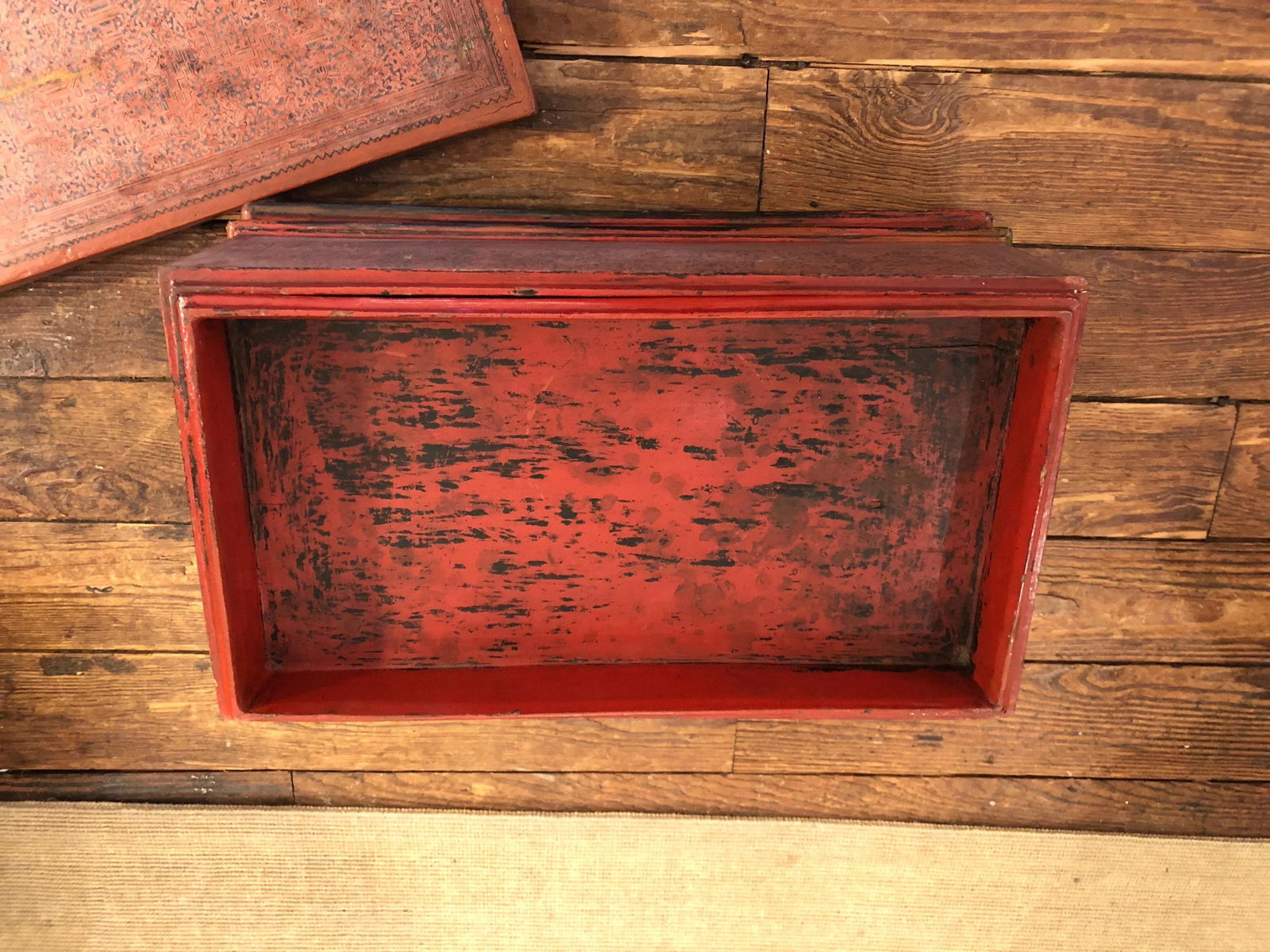 19th Century Chinese Box in Faded Cinnabar - 11