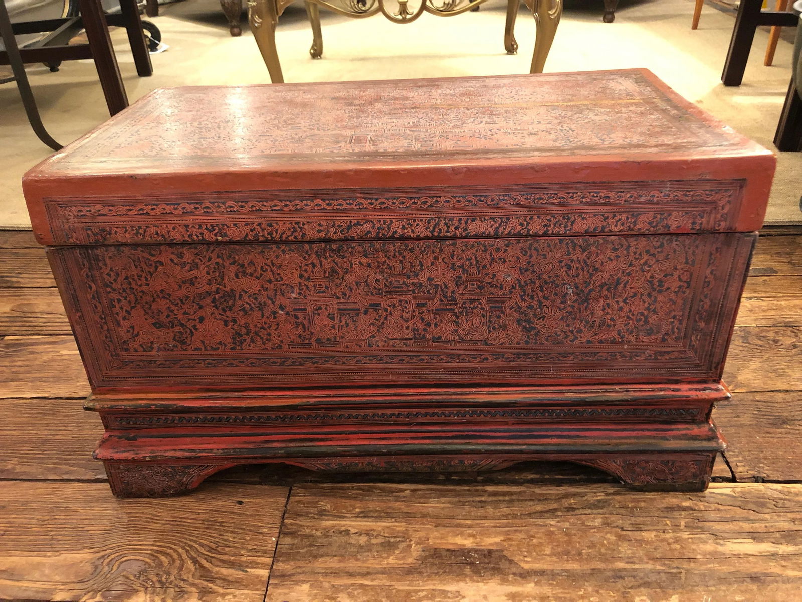 19th Century Chinese Box in Faded Cinnabar - 12