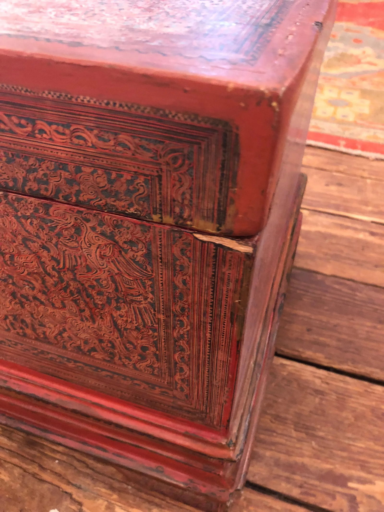 19th Century Chinese Box in Faded Cinnabar - 4