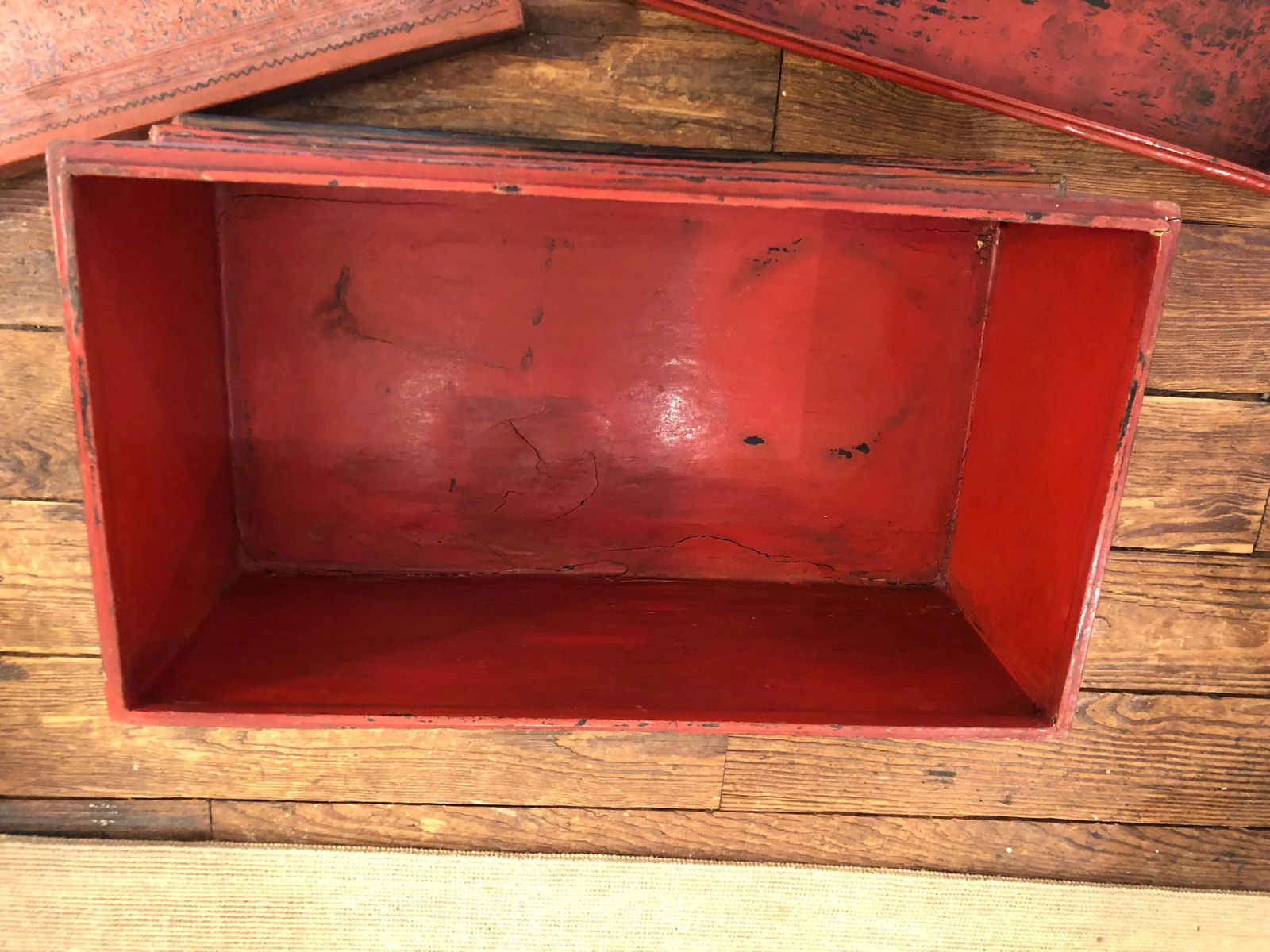 19th Century Chinese Box in Faded Cinnabar - 5