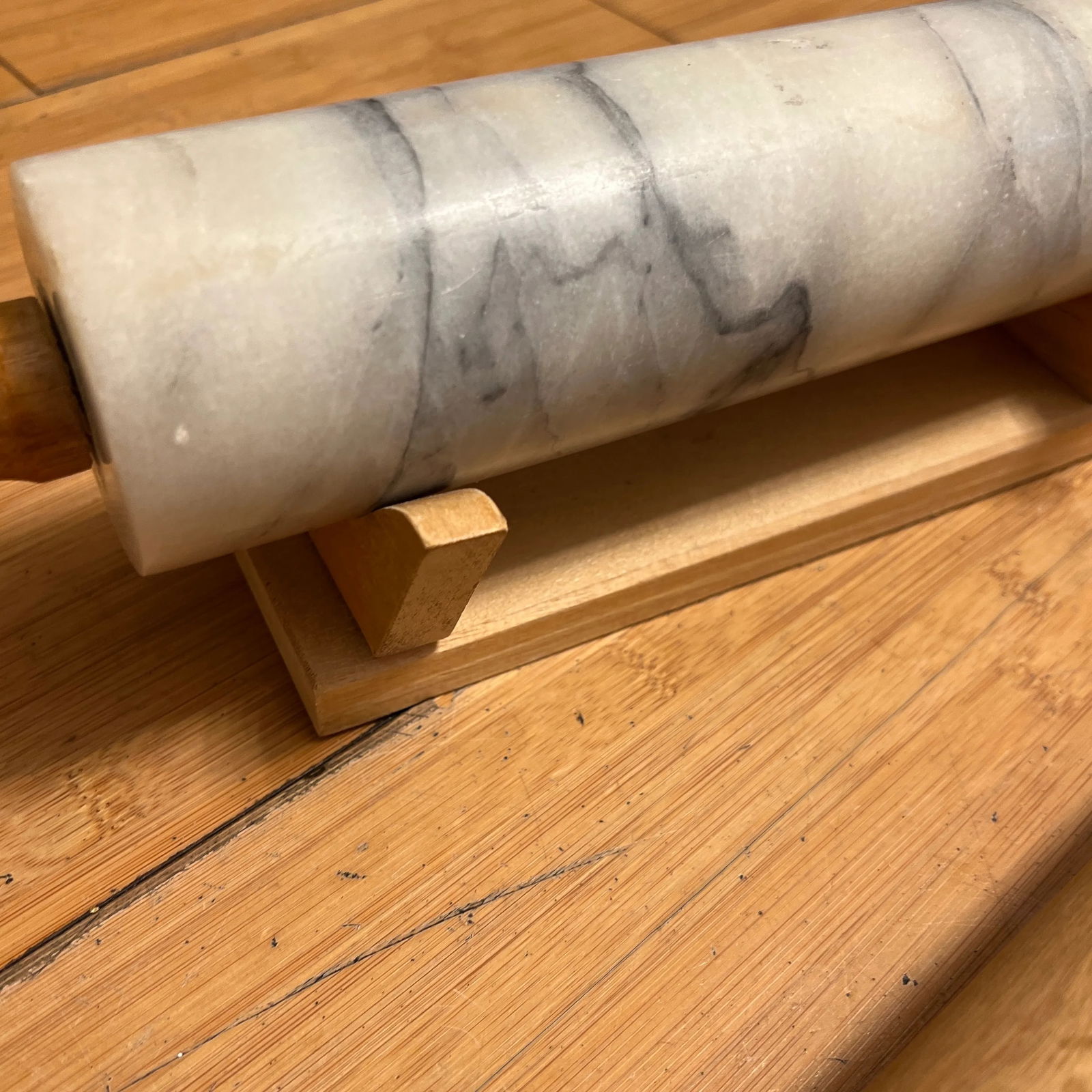 Pair of Vintage Rolling Pins and Marble Pin - 6