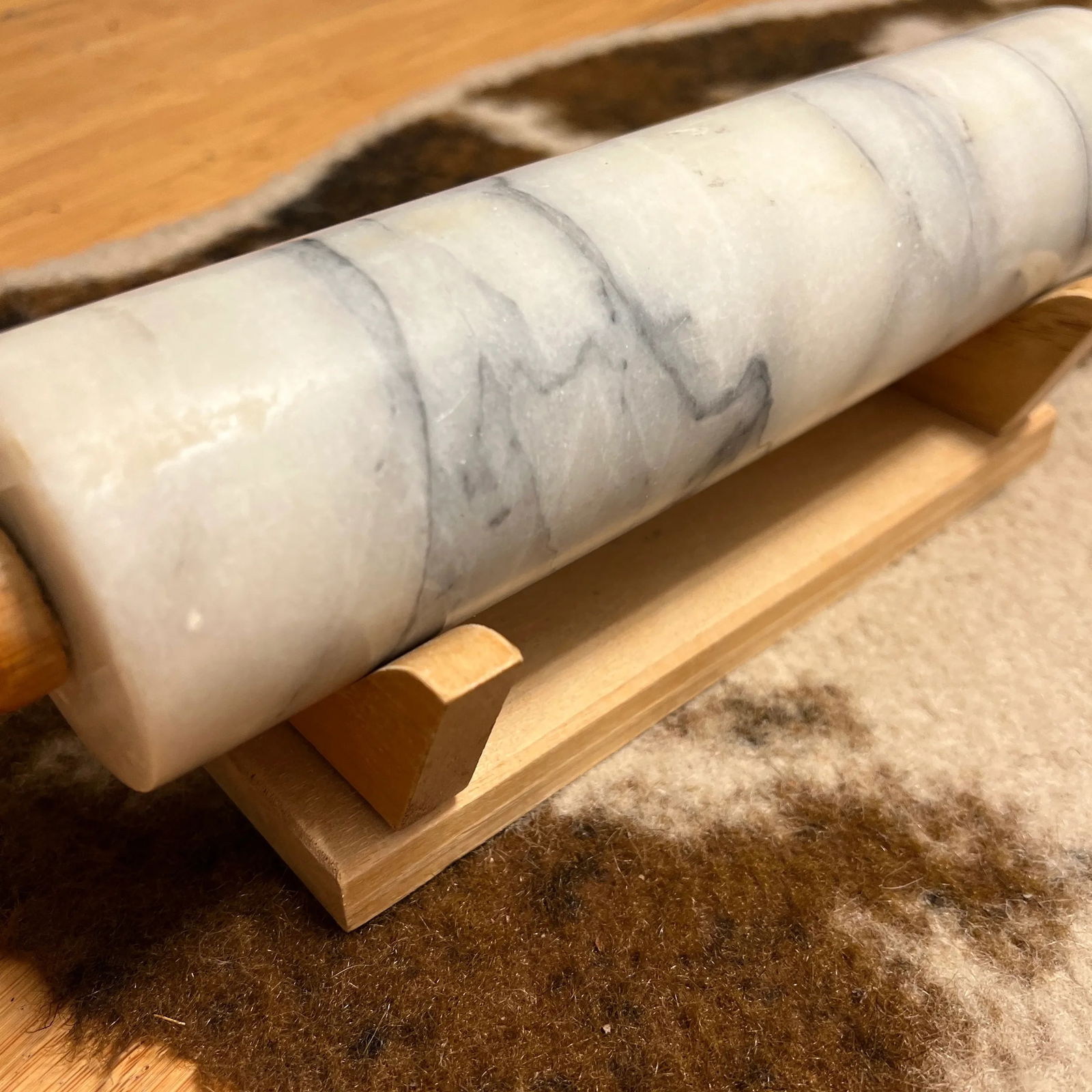 Pair of Vintage Rolling Pins and Marble Pin - 7