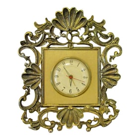 Vintage Mid-Century Modern French Style Ormulu Electric Table Clock