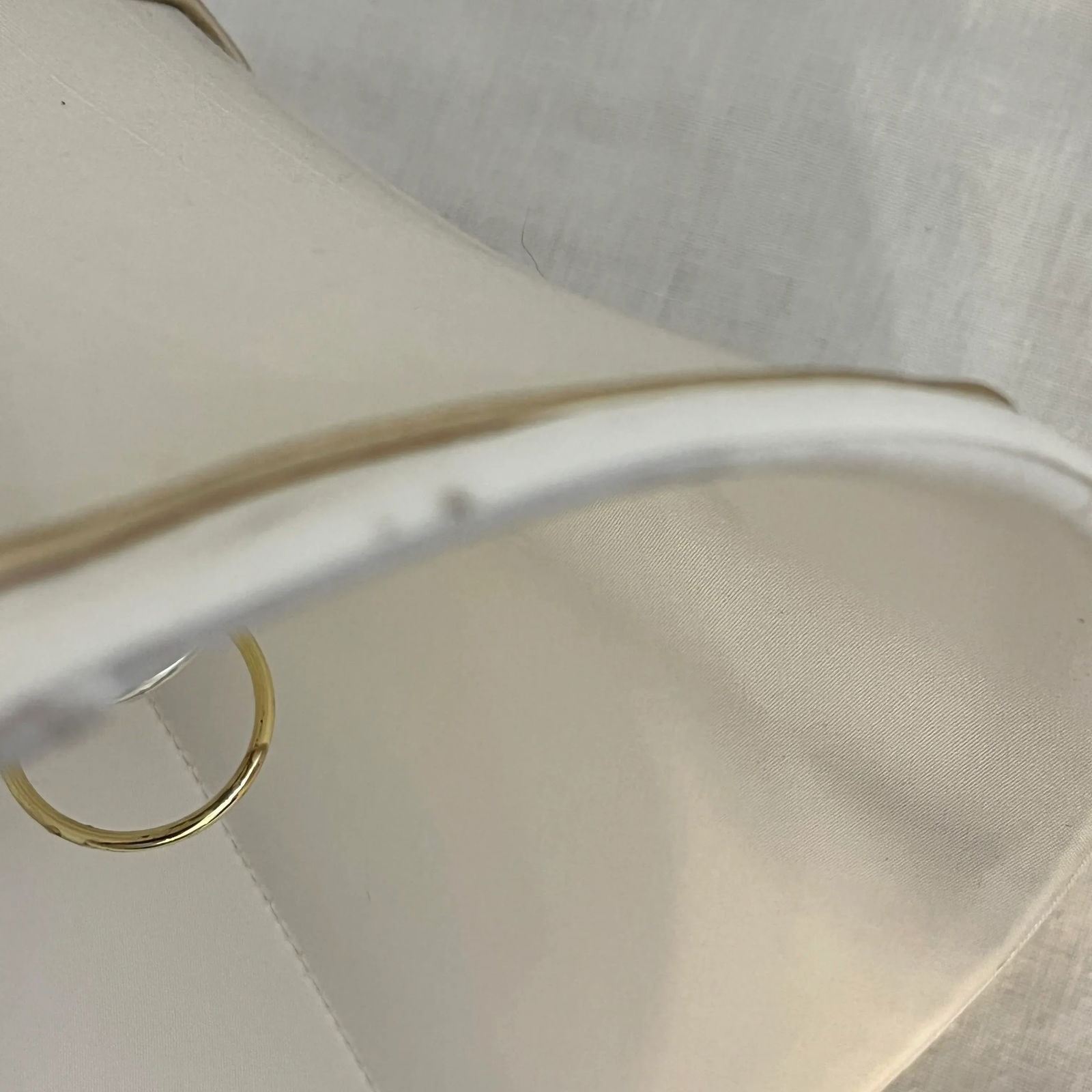 Ivory Faux Silk / Fabric Lined Lampshades With Tan Rosette Embellishment - Set of 5 - 5