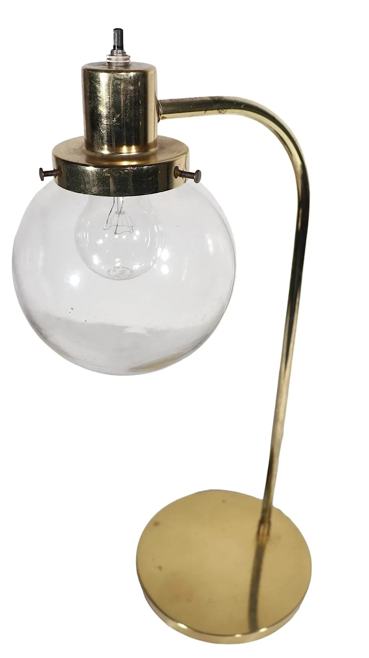 Post Modern Desk Table Lamp With Tinted Glass Ball Globe Shade C 1980's - 10