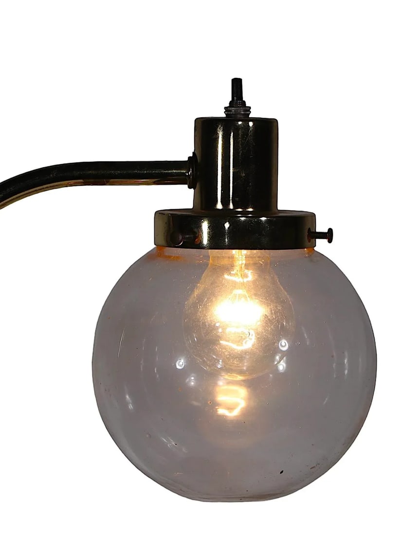 Post Modern Desk Table Lamp With Tinted Glass Ball Globe Shade C 1980's - 12
