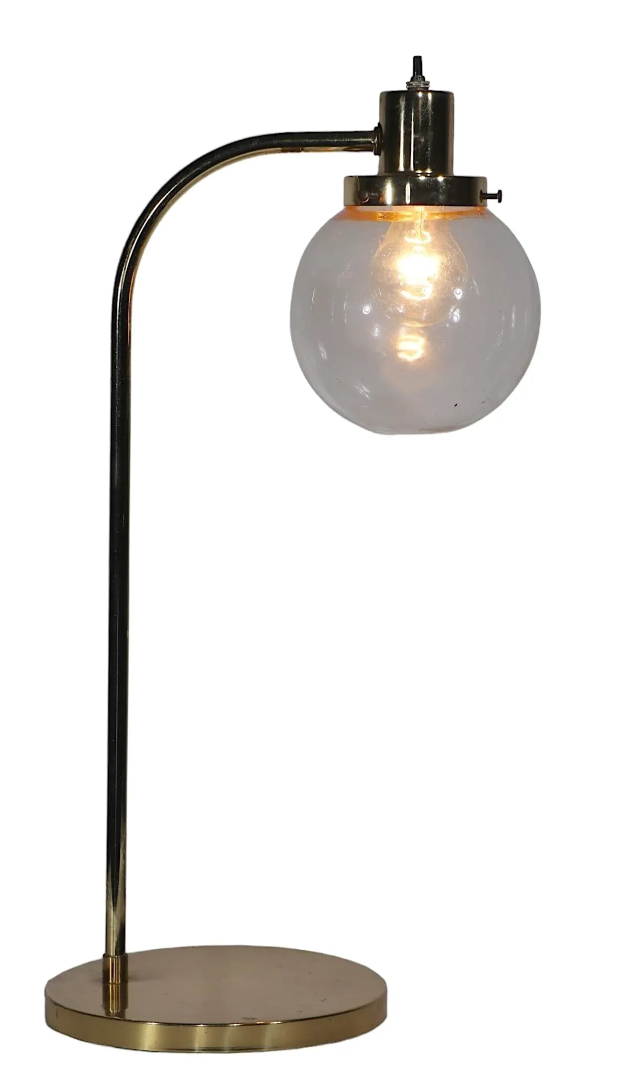 Post Modern Desk Table Lamp With Tinted Glass Ball Globe Shade C 1980's - 7