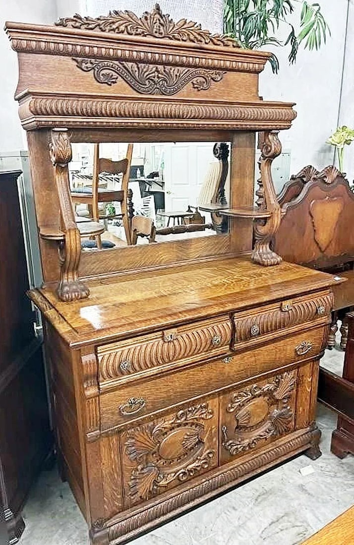 Late 19th Century Oak Buffet Sideboard Server - 10