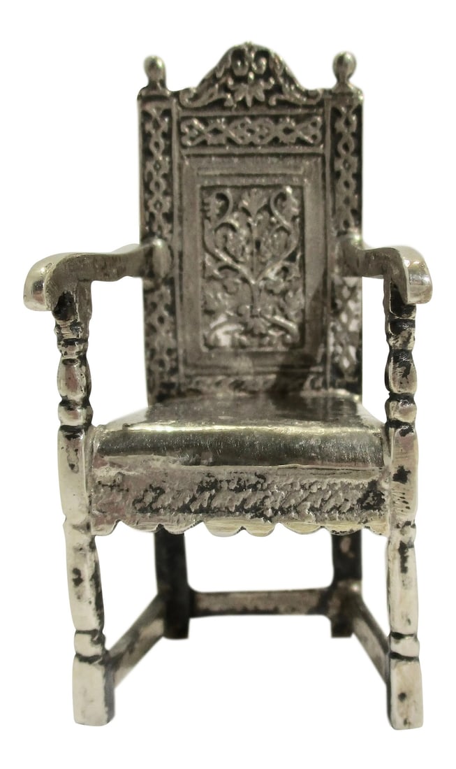 Gothic Sterling Silver Armchair Model: Marked Birmingham . makers mark B.B. S.LD Silver miniature. Condition: Alterations: Original Condition Unaltered Imperfections: Some Imperfections Condition Notes: Silver model..whole unbroken. 