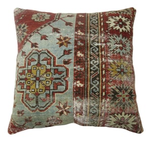 Early 20th Century Shabby Chic Rug Pillow