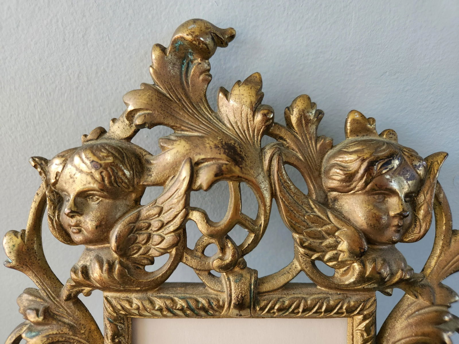 1960s Vintage Solid Brass Cherub Picture Frame - 5