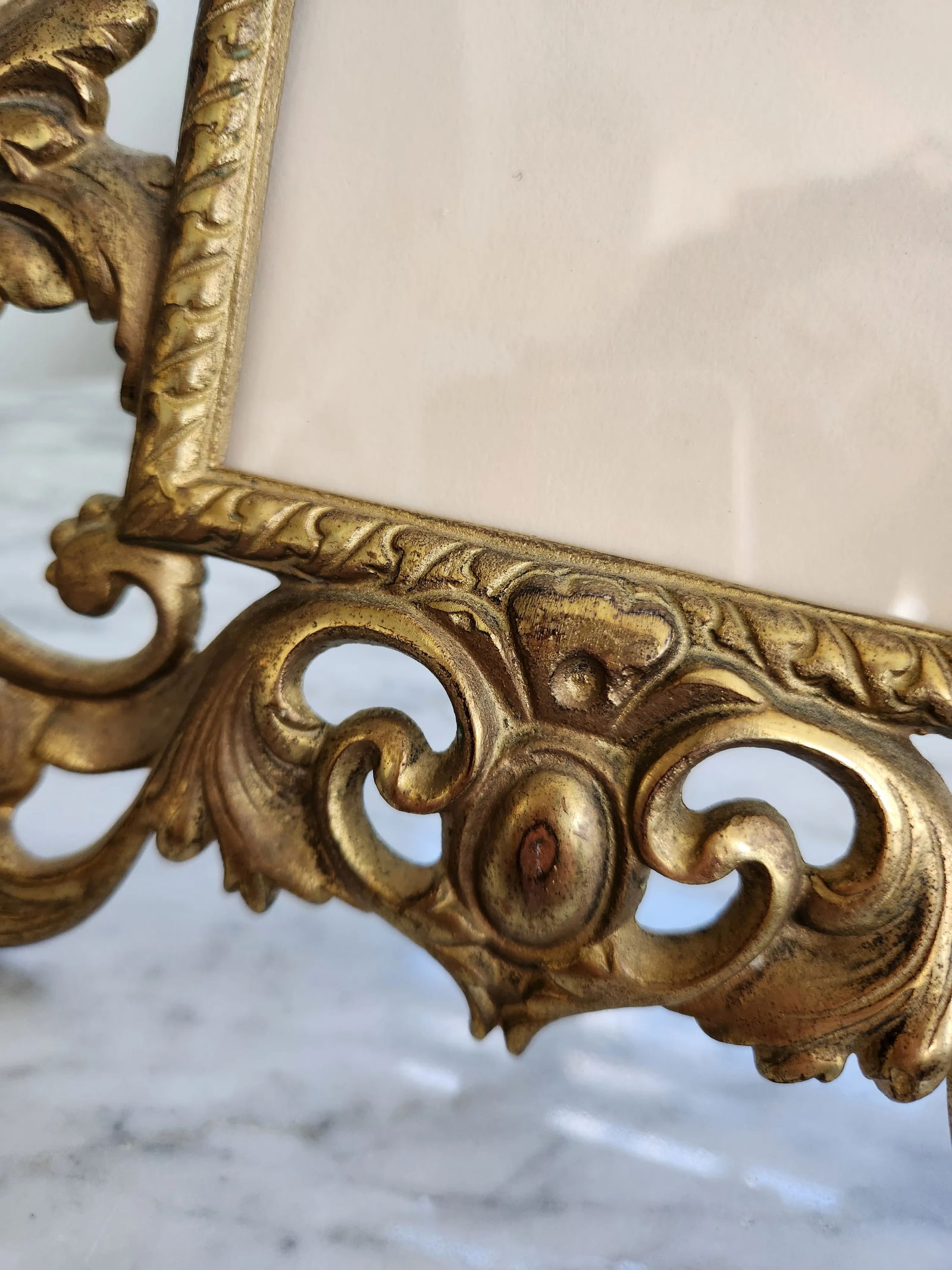 1960s Vintage Solid Brass Cherub Picture Frame - 8