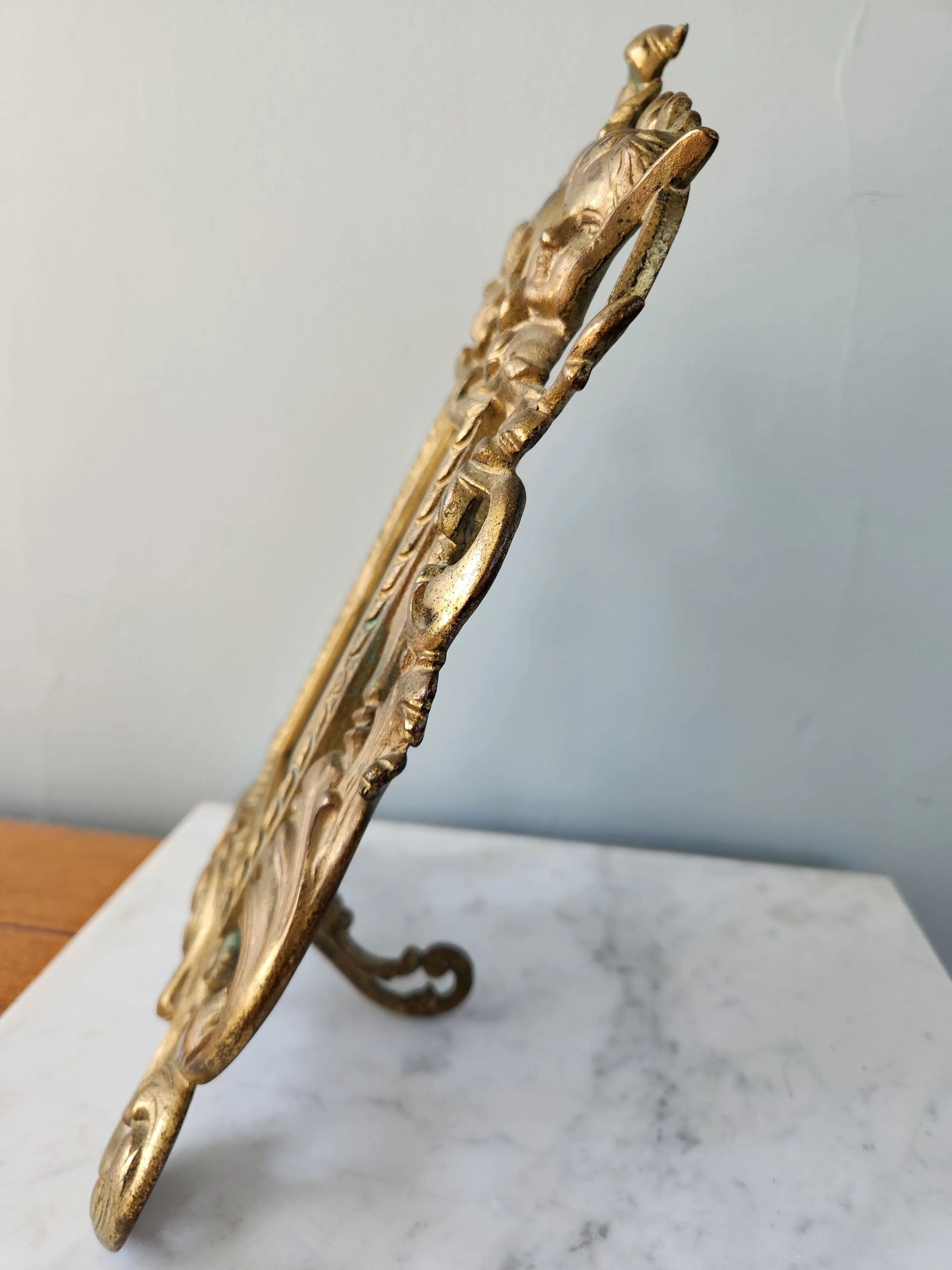 1960s Vintage Solid Brass Cherub Picture Frame - 9