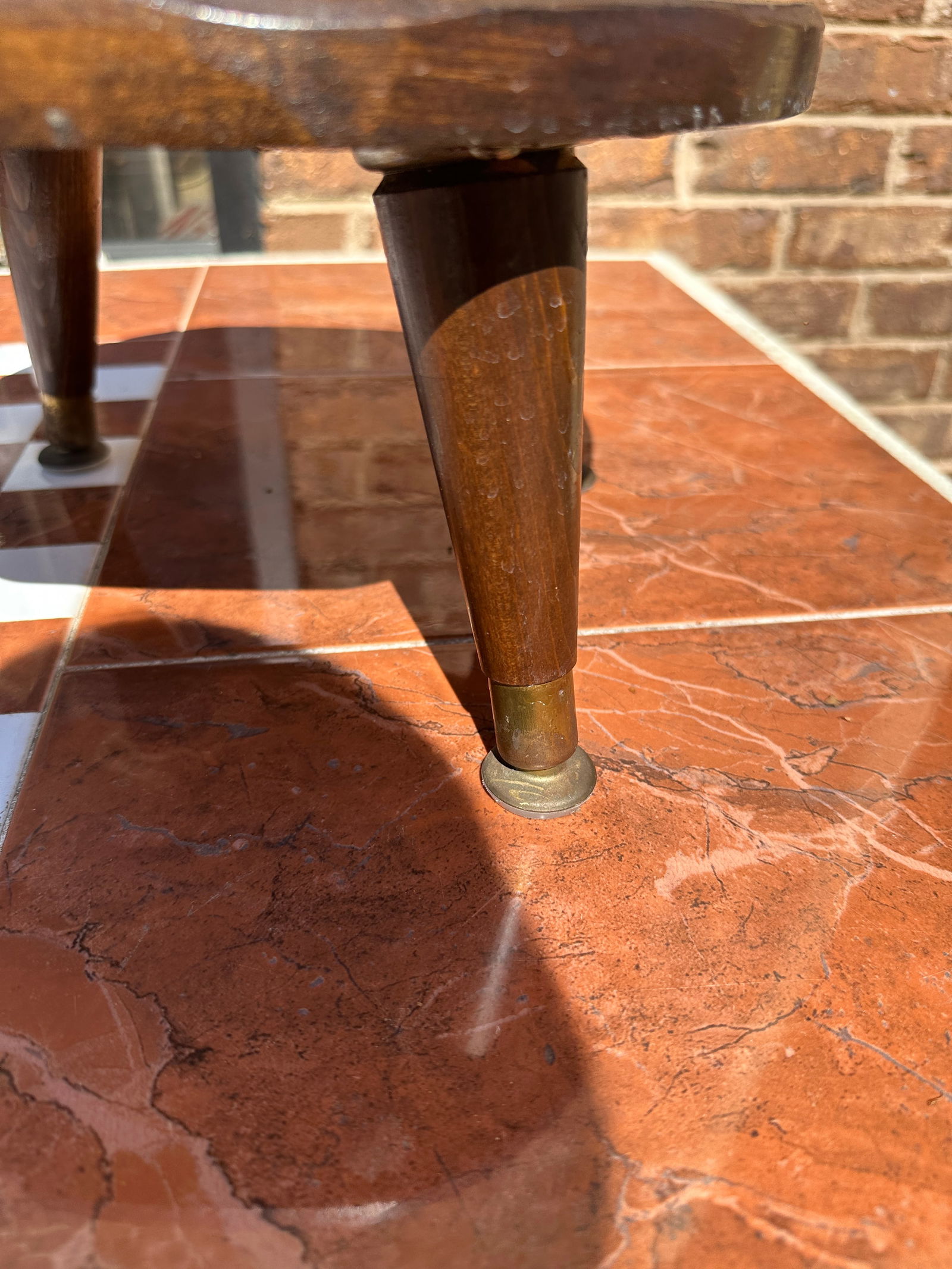 1970s Petite Brown Wooden Stool - 2