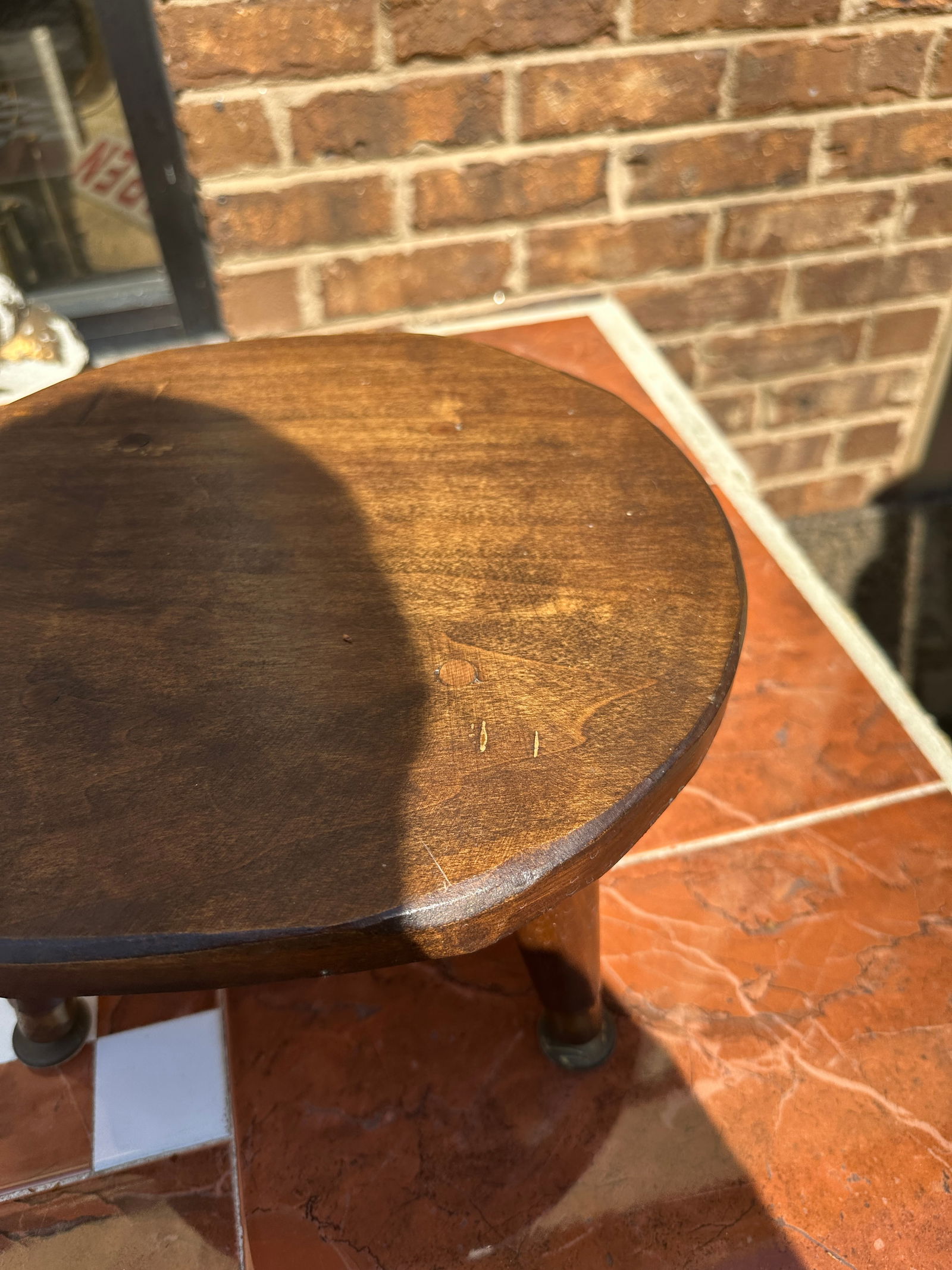 1970s Petite Brown Wooden Stool - 5