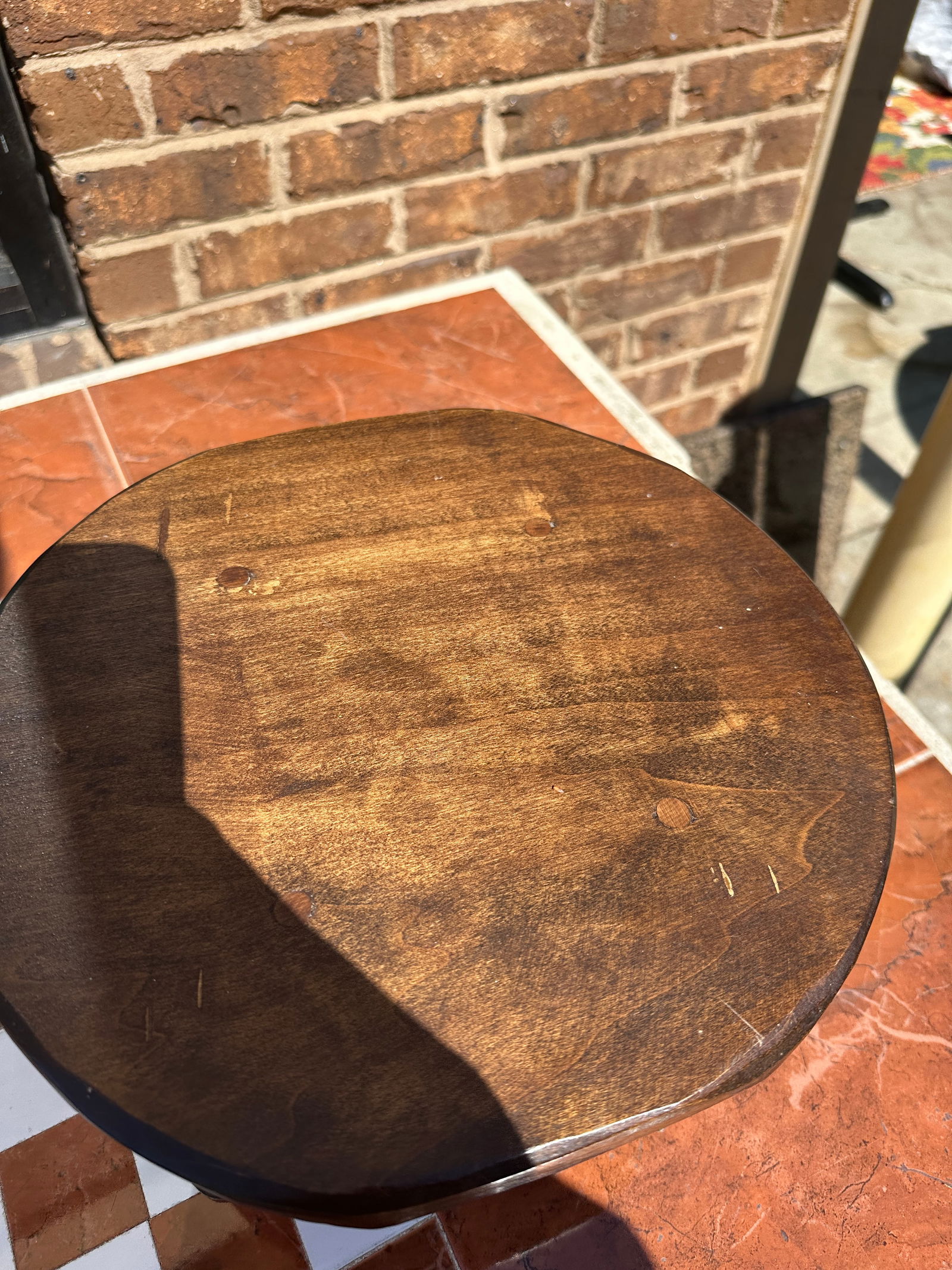 1970s Petite Brown Wooden Stool - 6