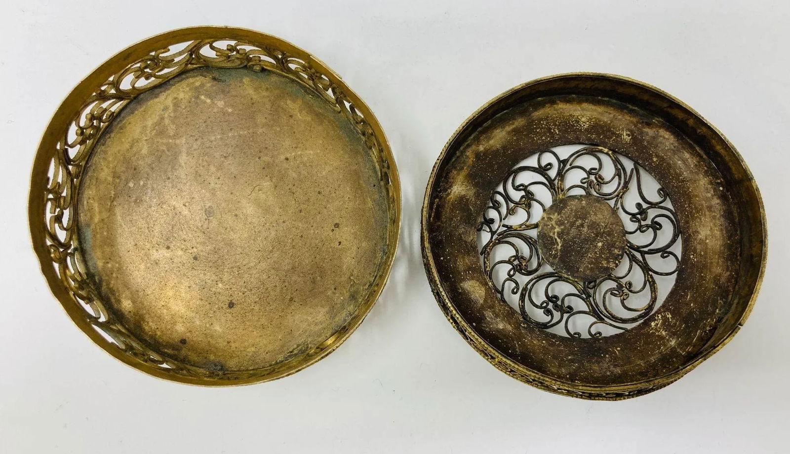 Collectible Gilt Metal Tibetan Box With Turquoise 1950s - 5