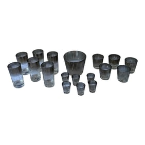 1970s Collection of Ombré Glasses and Bowl Set- 18 Pieces