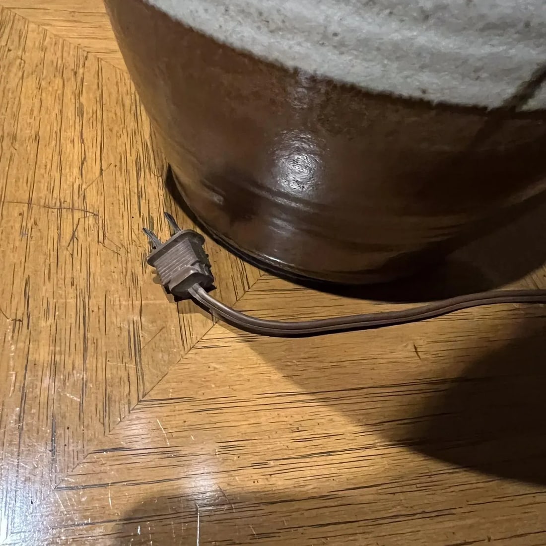 1960s Glazed Stoneware Table Lamp Art Pottery Floral Design - 8