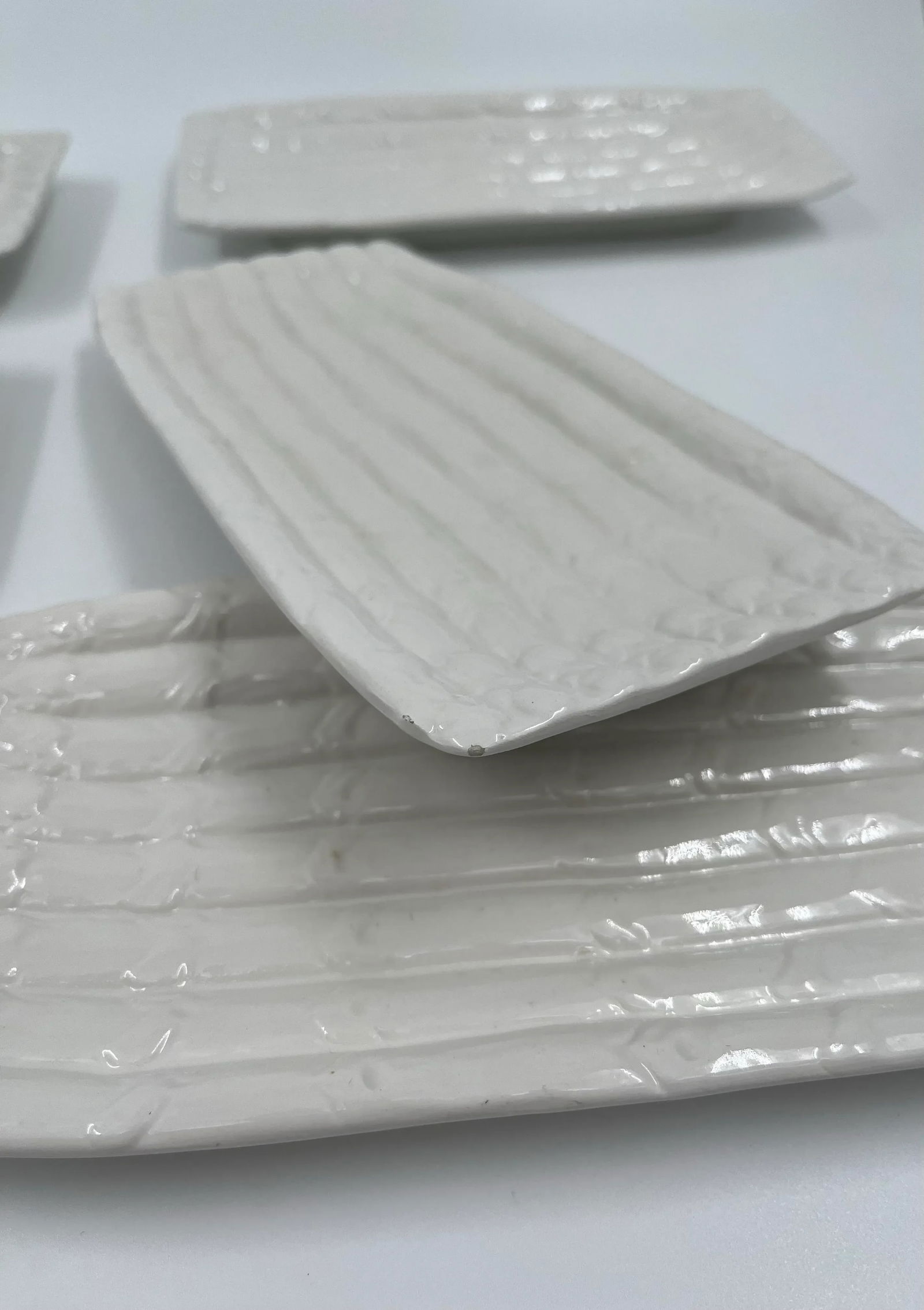 1970s Vintage Italian Blanc De Chine Trompe l'Oeil Asparagus Plates - Set of 6 - 12