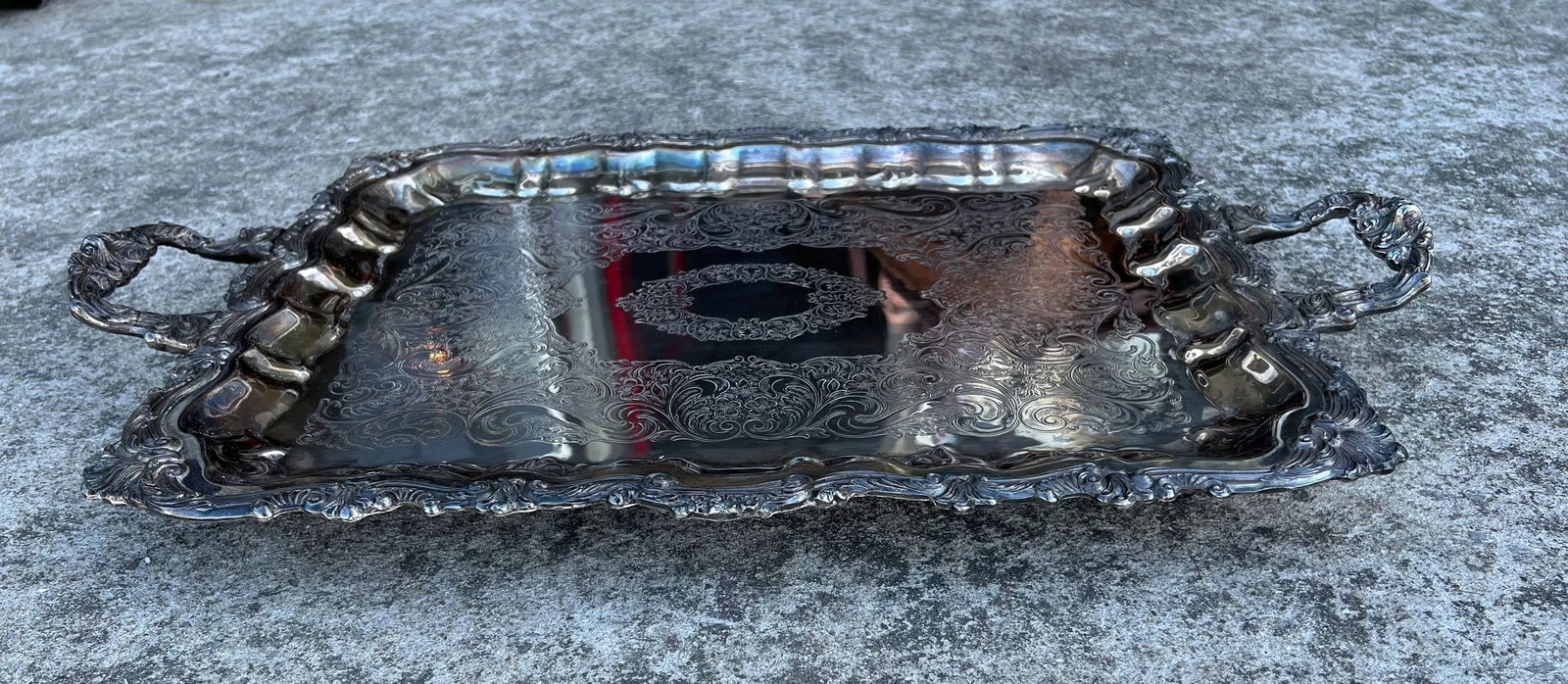 1950s Silverplate Footed Serving Barware Tray - 3