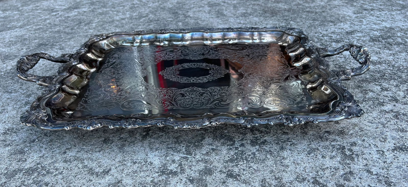 1950s Silverplate Footed Serving Barware Tray - 4