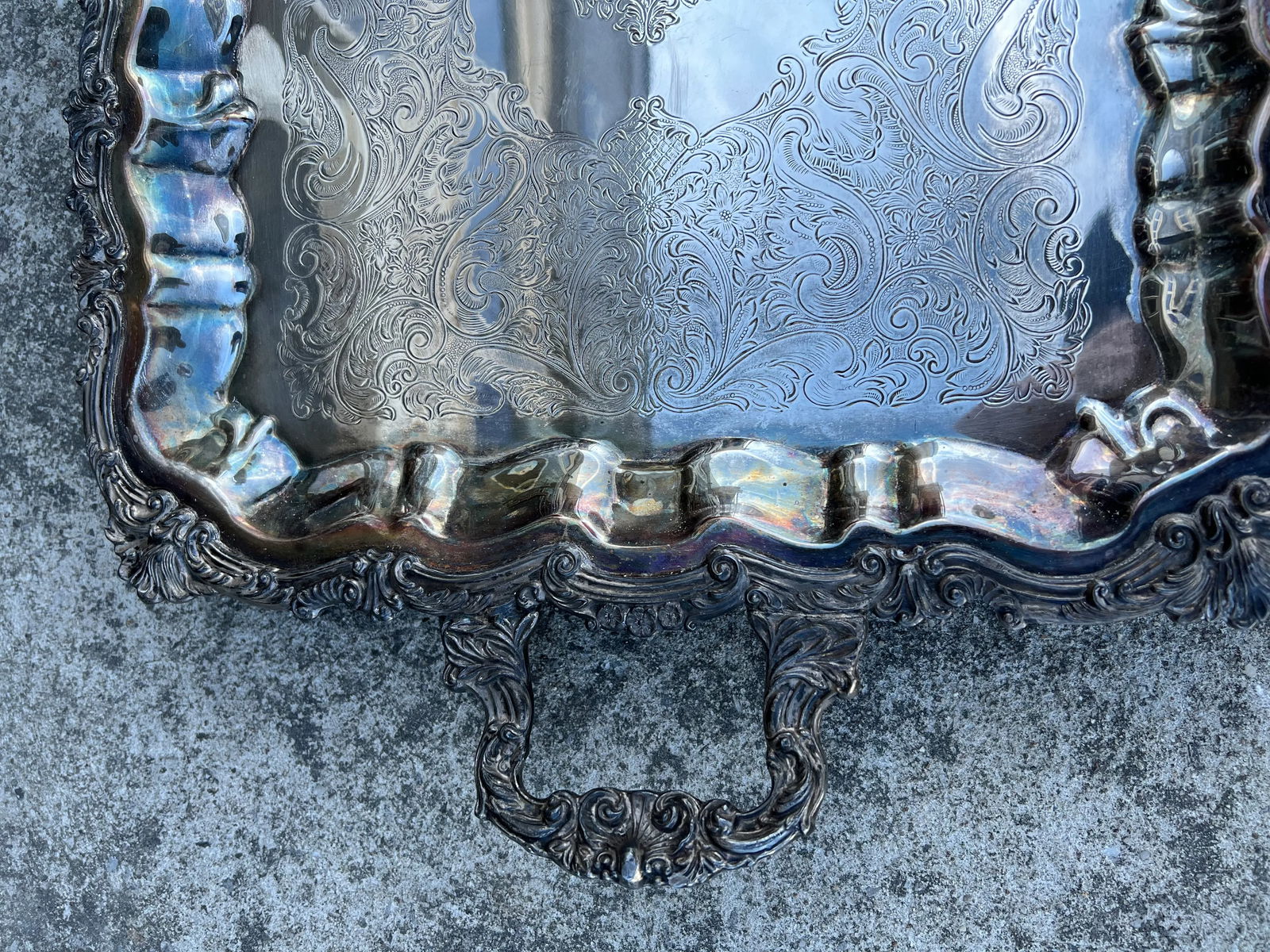 1950s Silverplate Footed Serving Barware Tray - 5