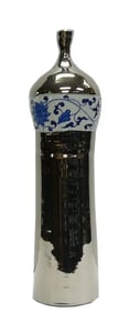 Modern Oriental Silver Porcelain Vase