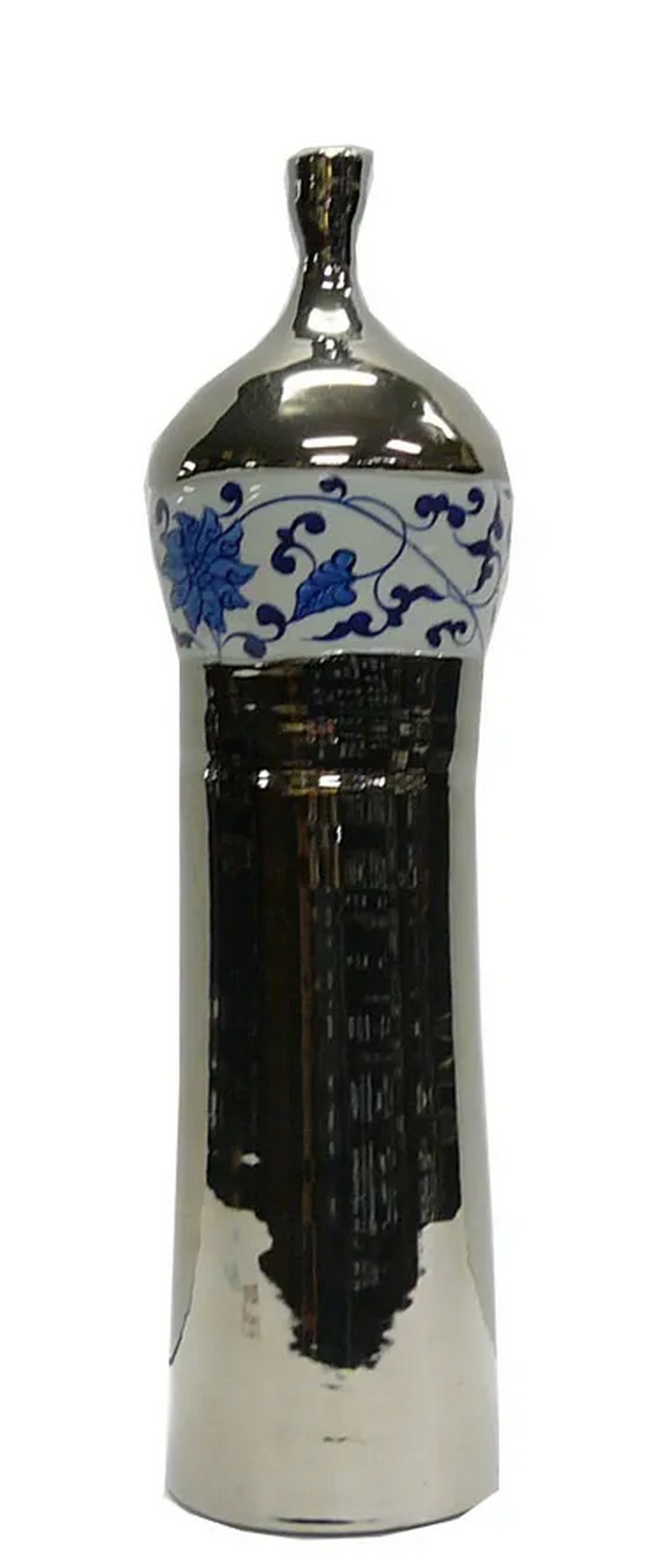 Modern Oriental Silver Porcelain Vase (1 of 3)