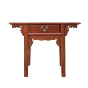 Chinese Oriental Brown Ru Yi Drawer Altar Foyer Side Table