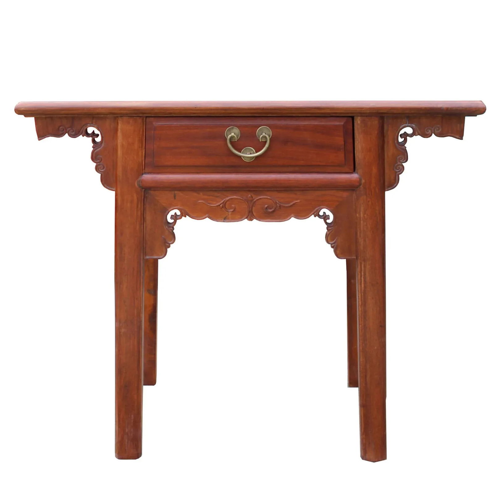 Chinese Oriental Brown Ru Yi Drawer Altar Foyer Side Table - 5