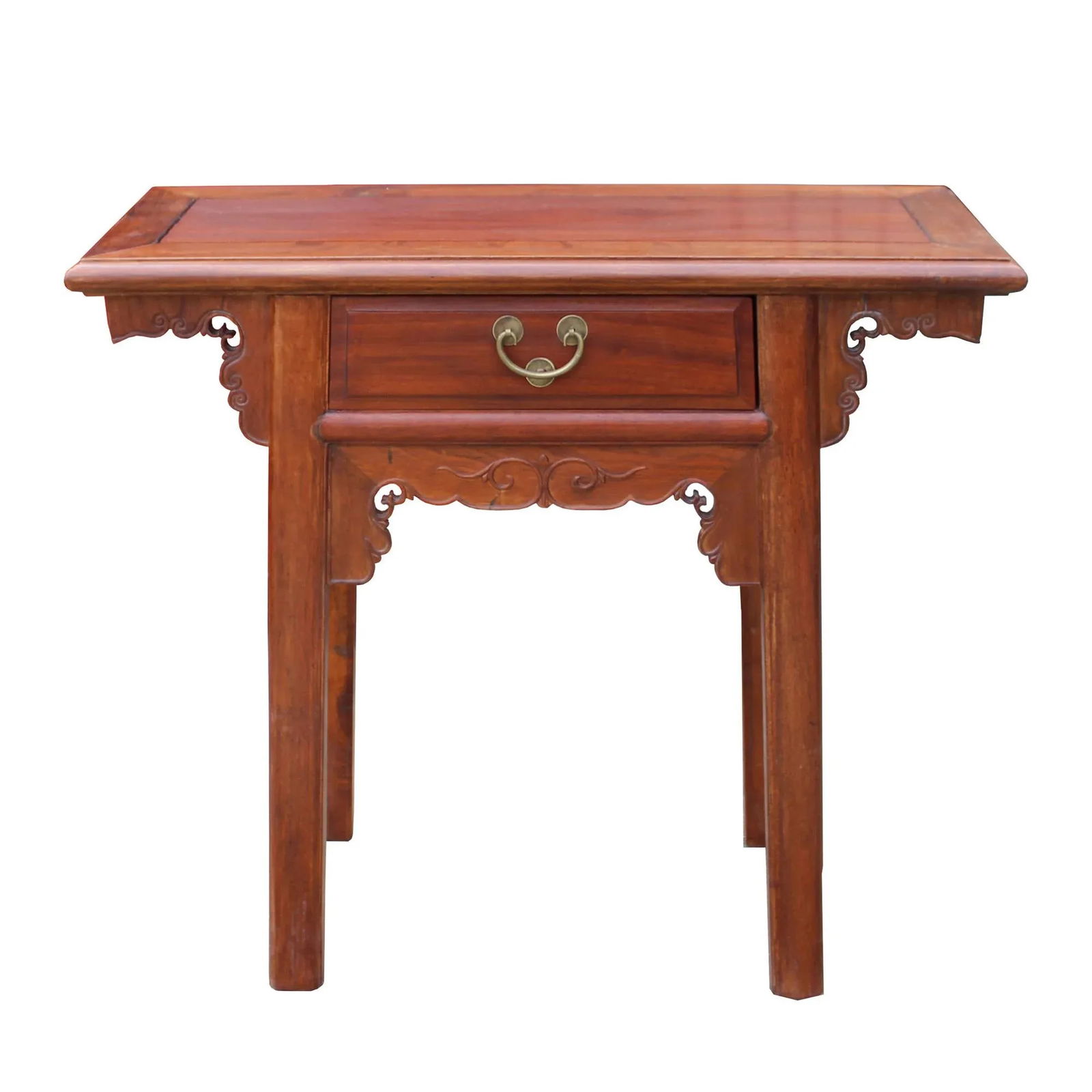 Chinese Oriental Brown Ru Yi Drawer Altar Foyer Side Table - 6