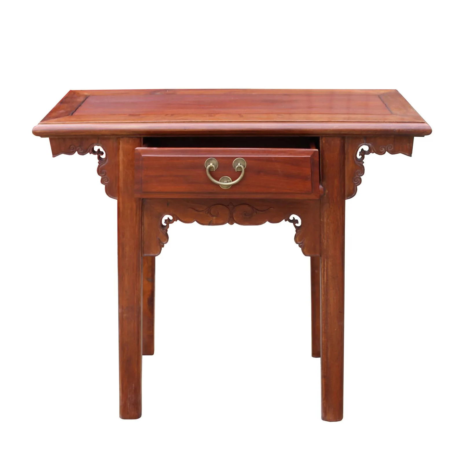 Chinese Oriental Brown Ru Yi Drawer Altar Foyer Side Table - 7