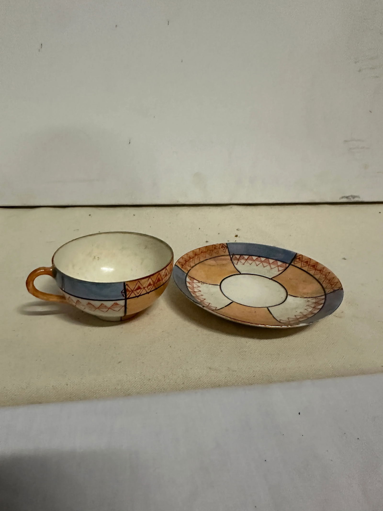 1970s Hand Painted Tea Cup and Matching Saucer - Set of 2 - 2