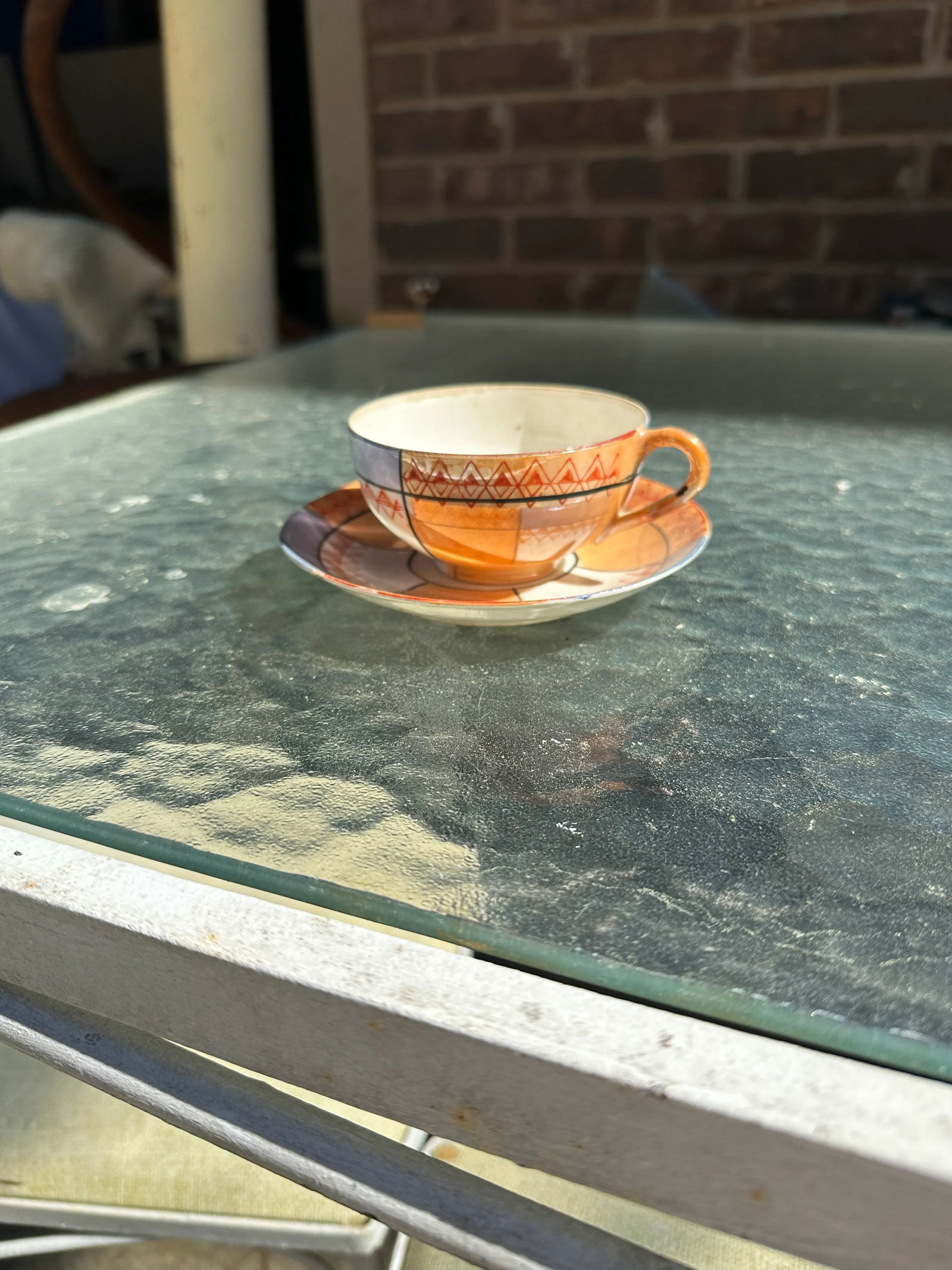 1970s Hand Painted Tea Cup and Matching Saucer - Set of 2 - 5