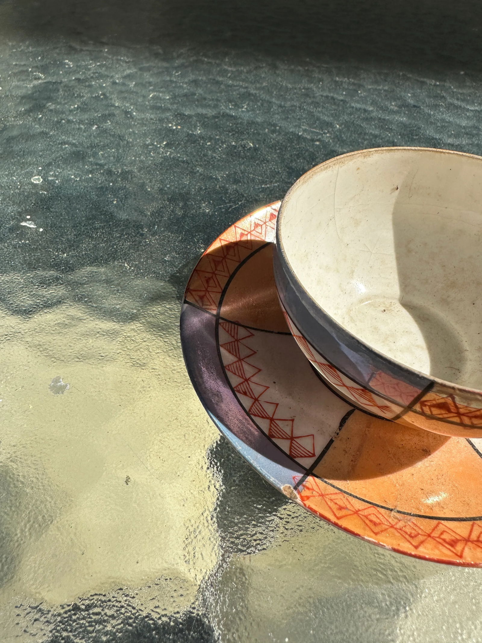 1970s Hand Painted Tea Cup and Matching Saucer - Set of 2 - 8