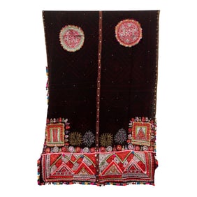 Mid-Century Black Tribal Indian Textile