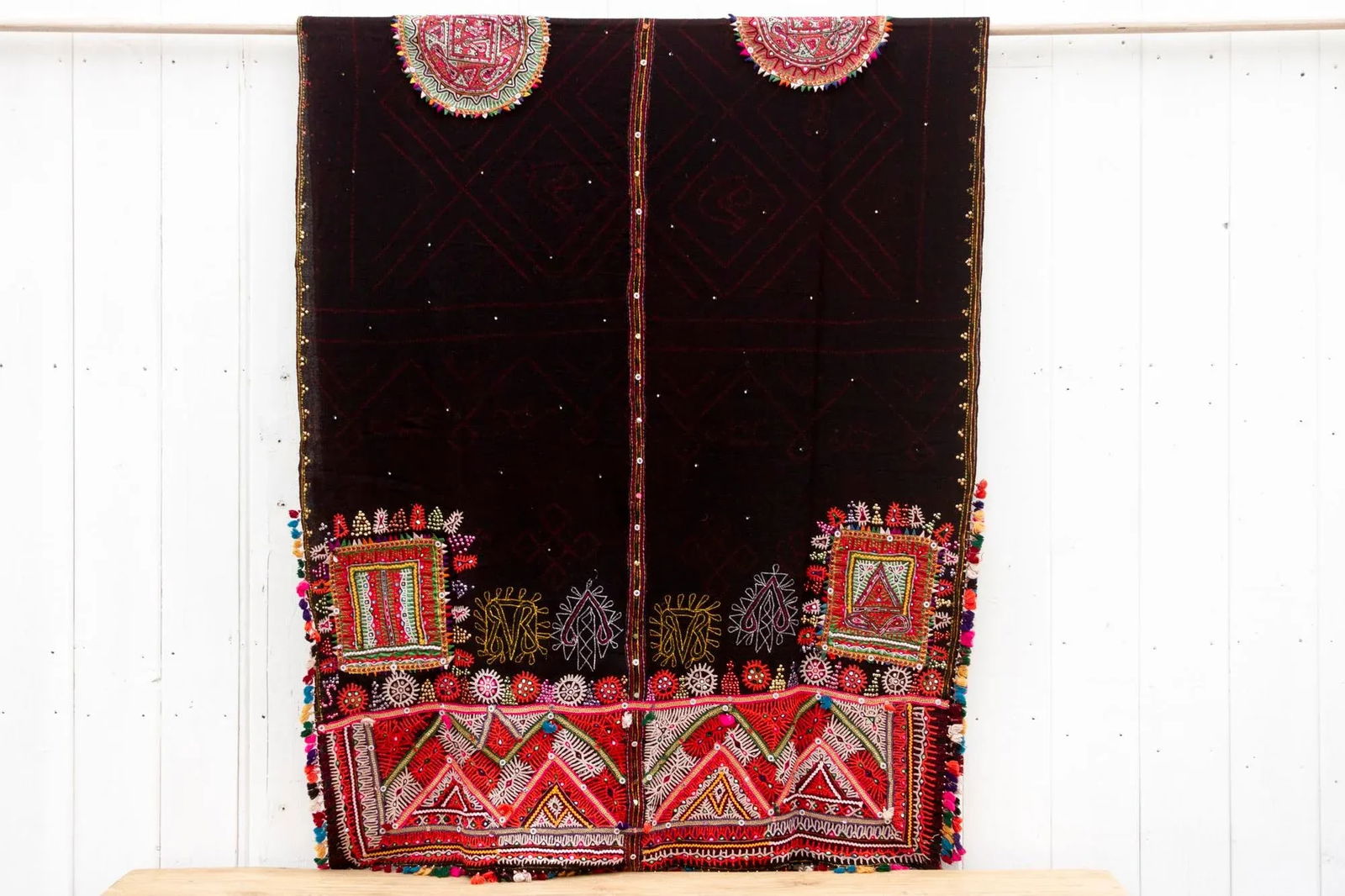 Mid-Century Black Tribal Indian Textile - 2