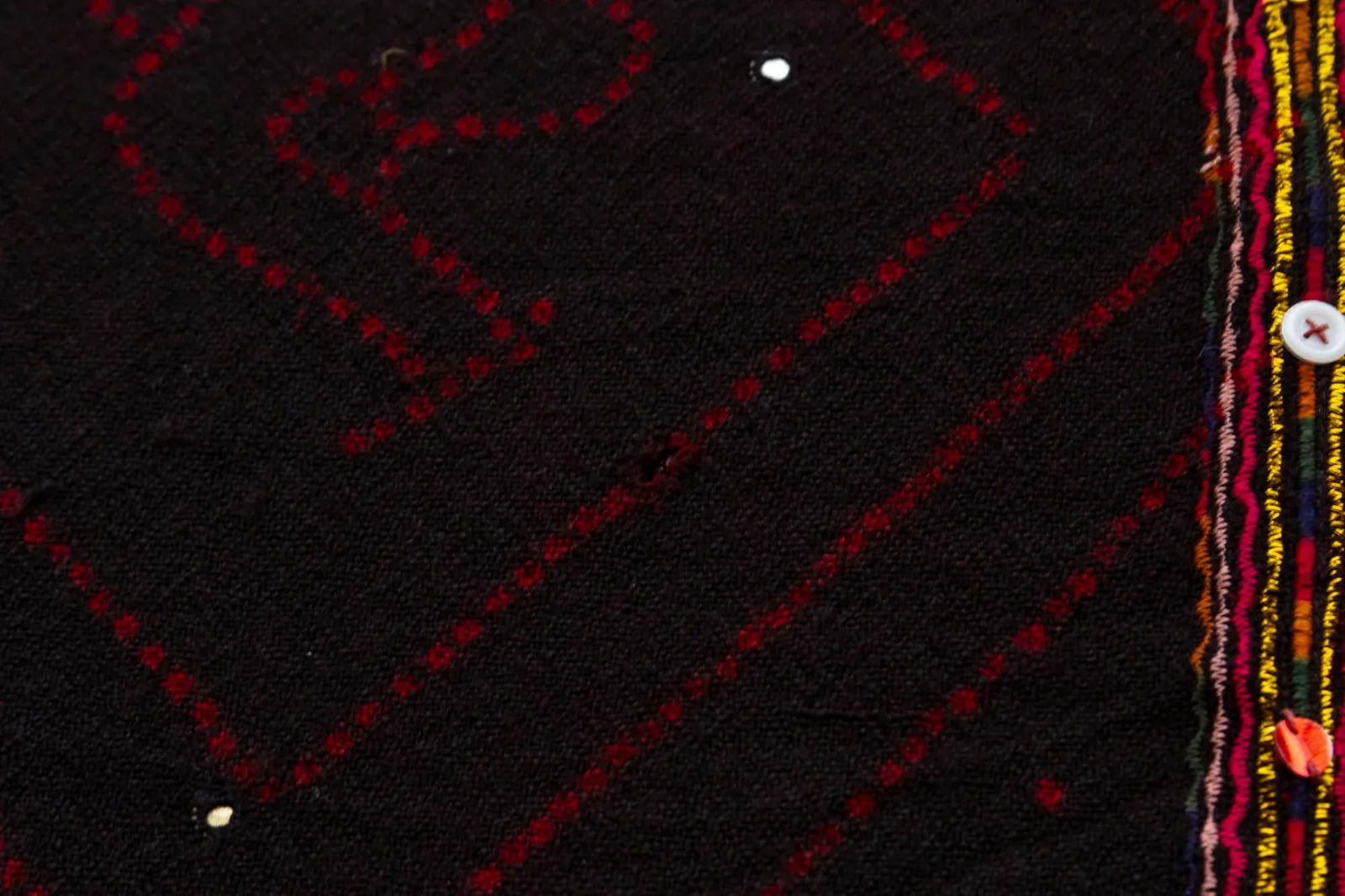 Mid-Century Black Tribal Indian Textile - 3