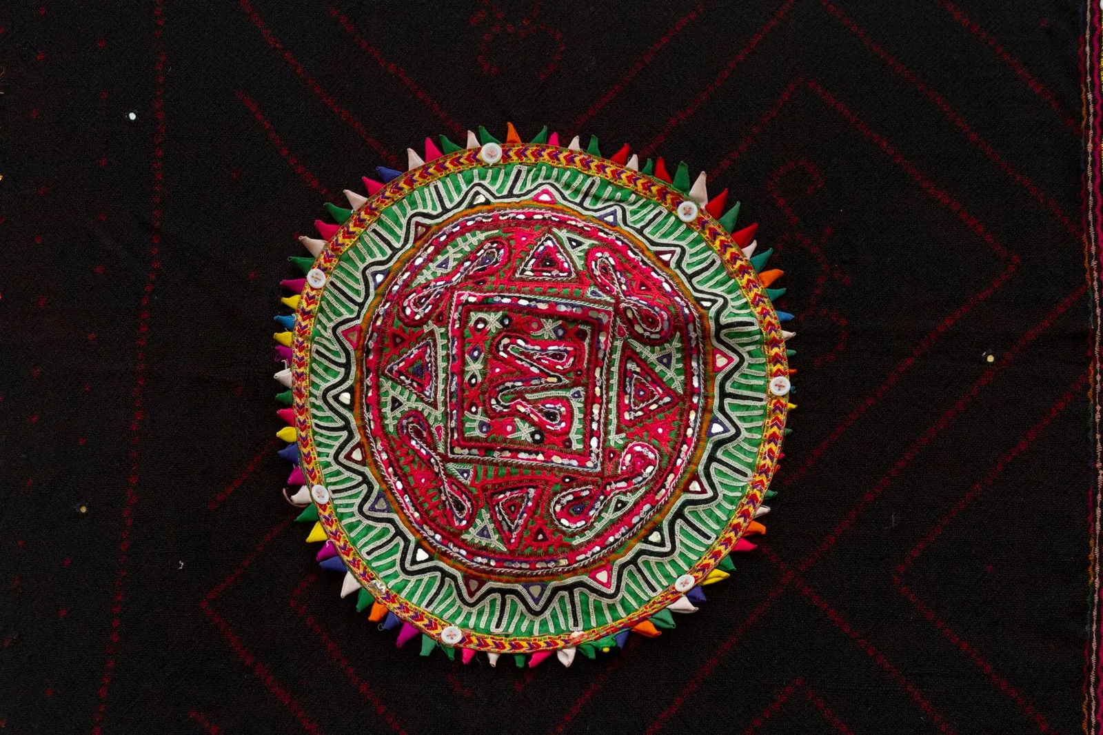 Mid-Century Black Tribal Indian Textile - 5