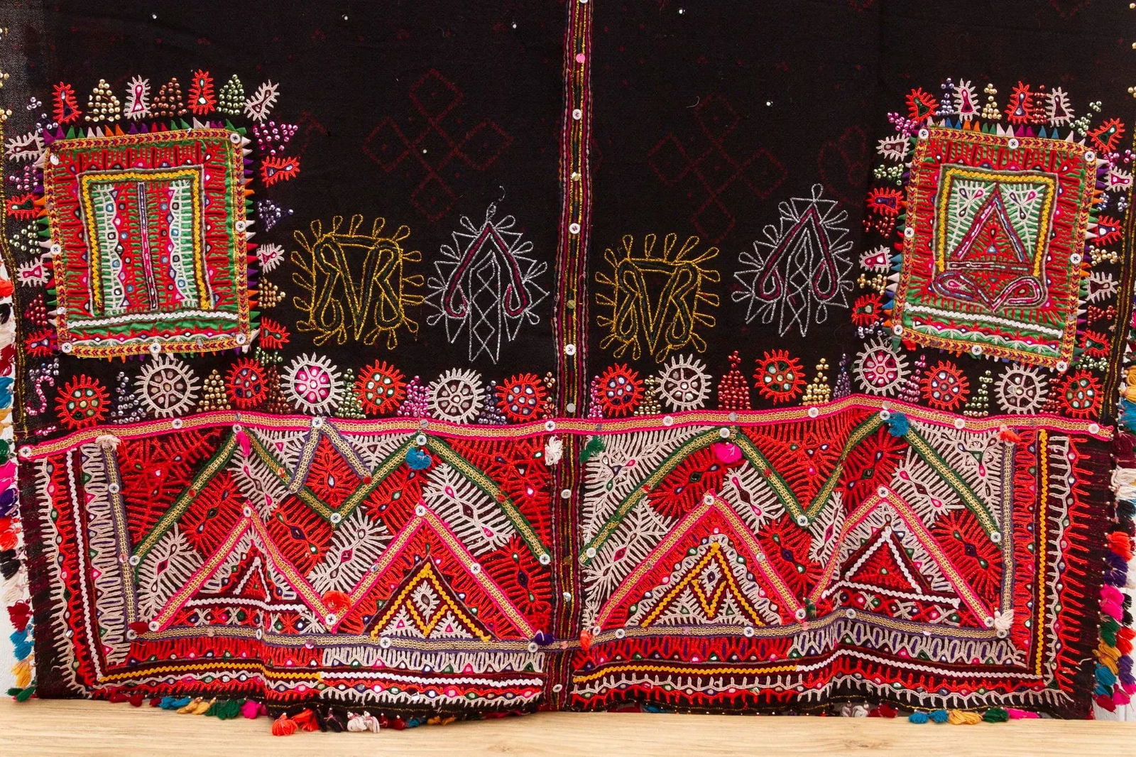 Mid-Century Black Tribal Indian Textile - 6