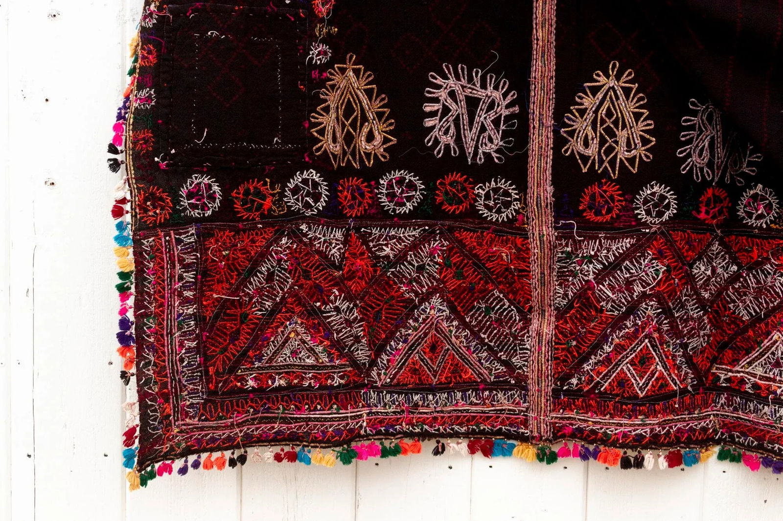 Mid-Century Black Tribal Indian Textile - 7