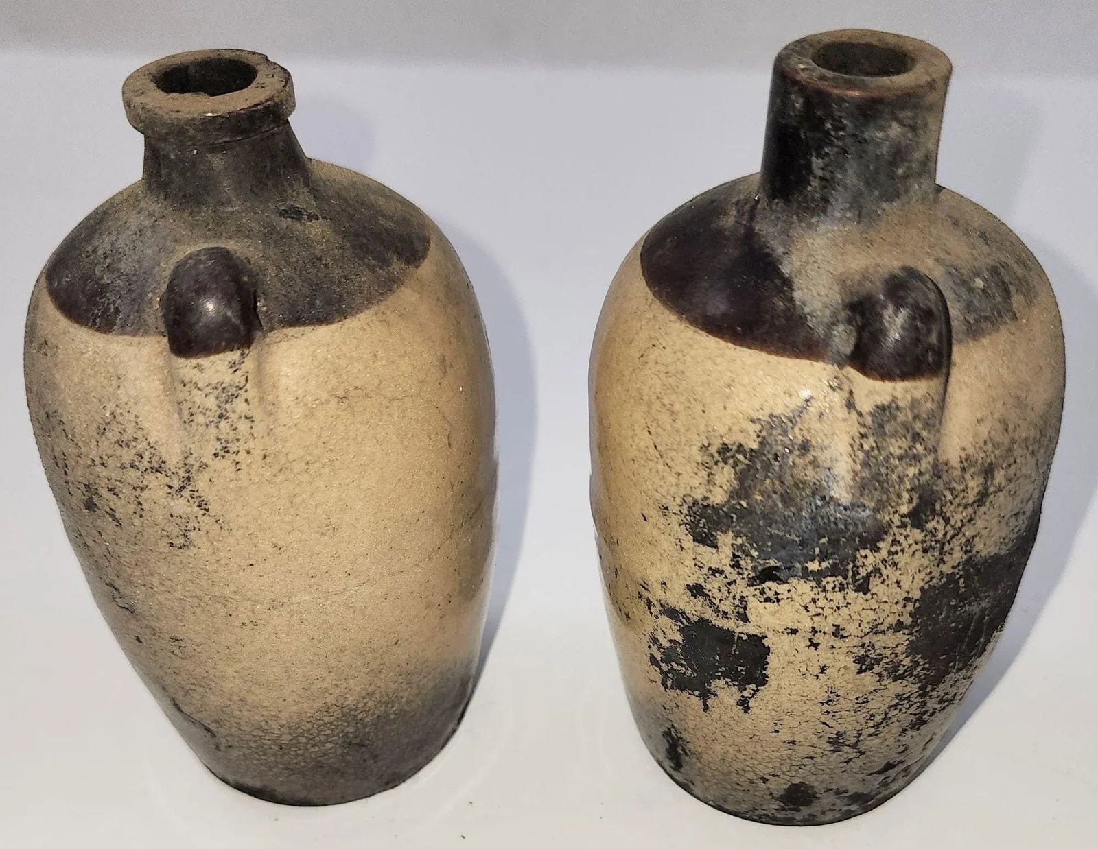 Pair of Vintage Small Usa Pottery Stoneware Jugs Circa 1940s - 2