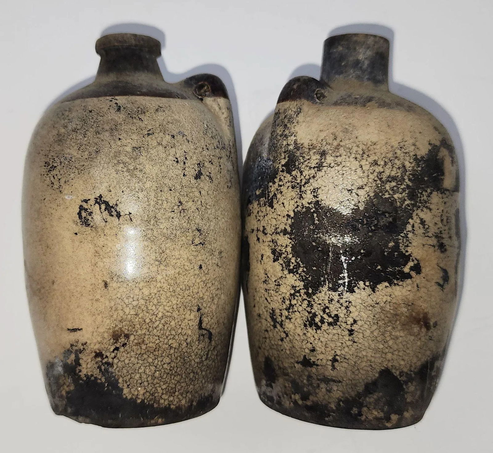 Pair of Vintage Small Usa Pottery Stoneware Jugs Circa 1940s - 7