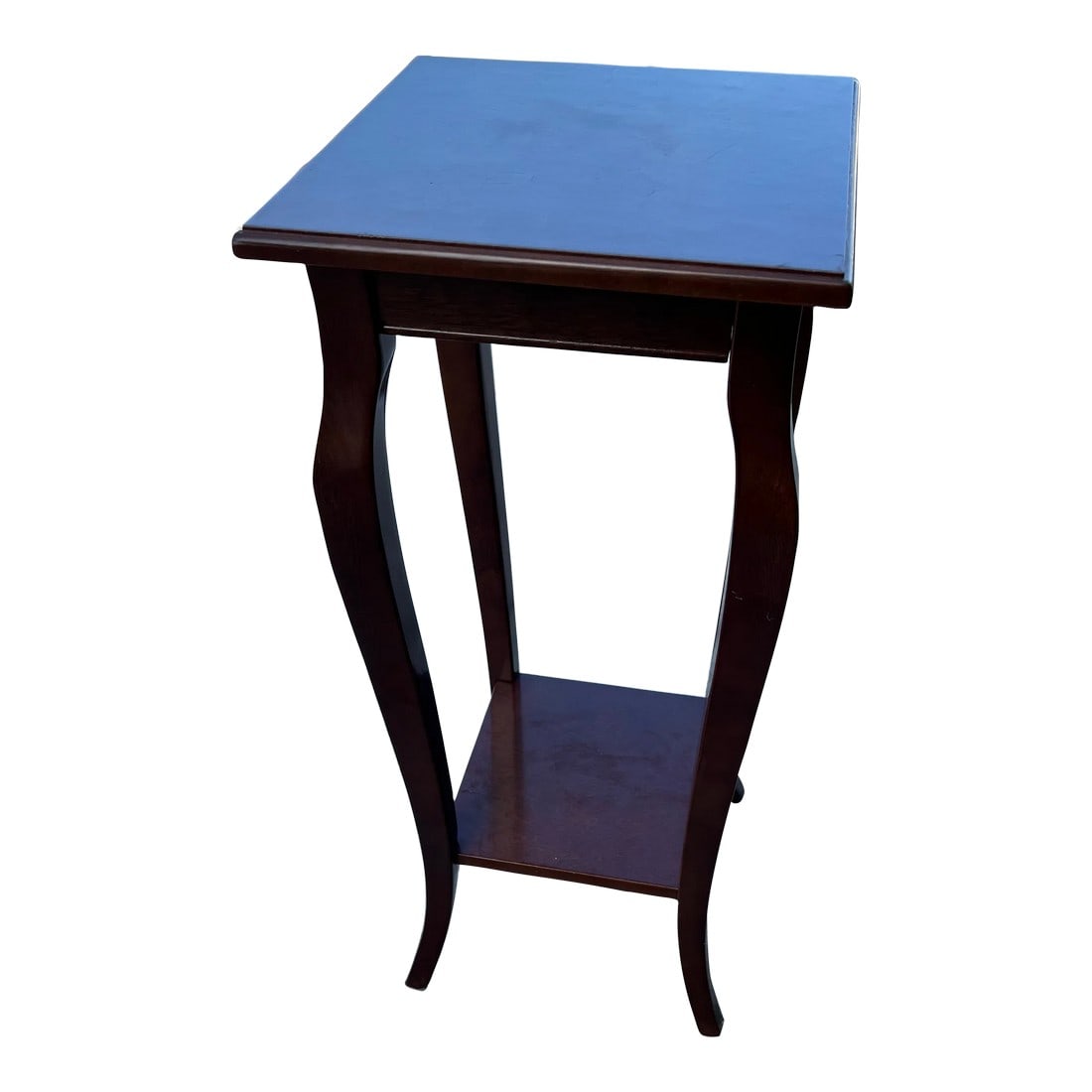 1990s Bombay Drink Table: Bombay Side Drink Table with Queen Anne Style Legs in a Dark Espresso Wood. Condition: Alterations: Original Condition Unaltered Imperfections: Some Imperfections Condition Notes: Good Shape 