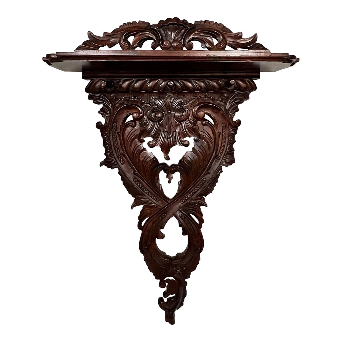 Mahogany Hand Carved Coat / Hat Rack With Shelf (1 of 9)