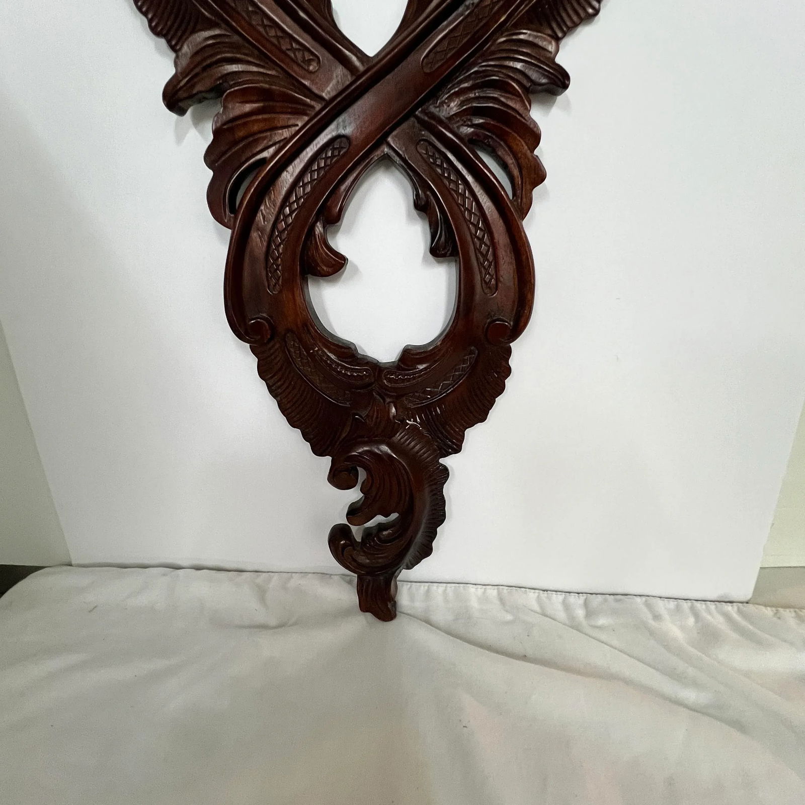 Mahogany Hand Carved Coat / Hat Rack With Shelf - 4