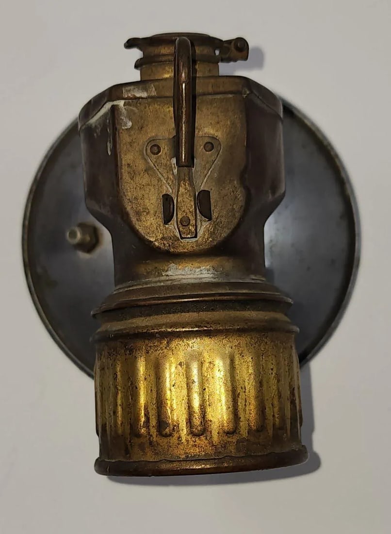 Carbide Coal Miners Lamp With Coal Oil Can and Tin Funnel by Justrite Areamlined - 6